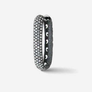 Marco Dal Maso Men Warrior Pavé Column Earring in black with sparkling pavé detailing, showcasing a sleek, modern earring design.