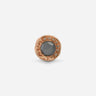 Warrior medallion stud earring in 18K rose gold with hematite center and champagne diamonds handcrafted in Italy by MARCO DAL MASO