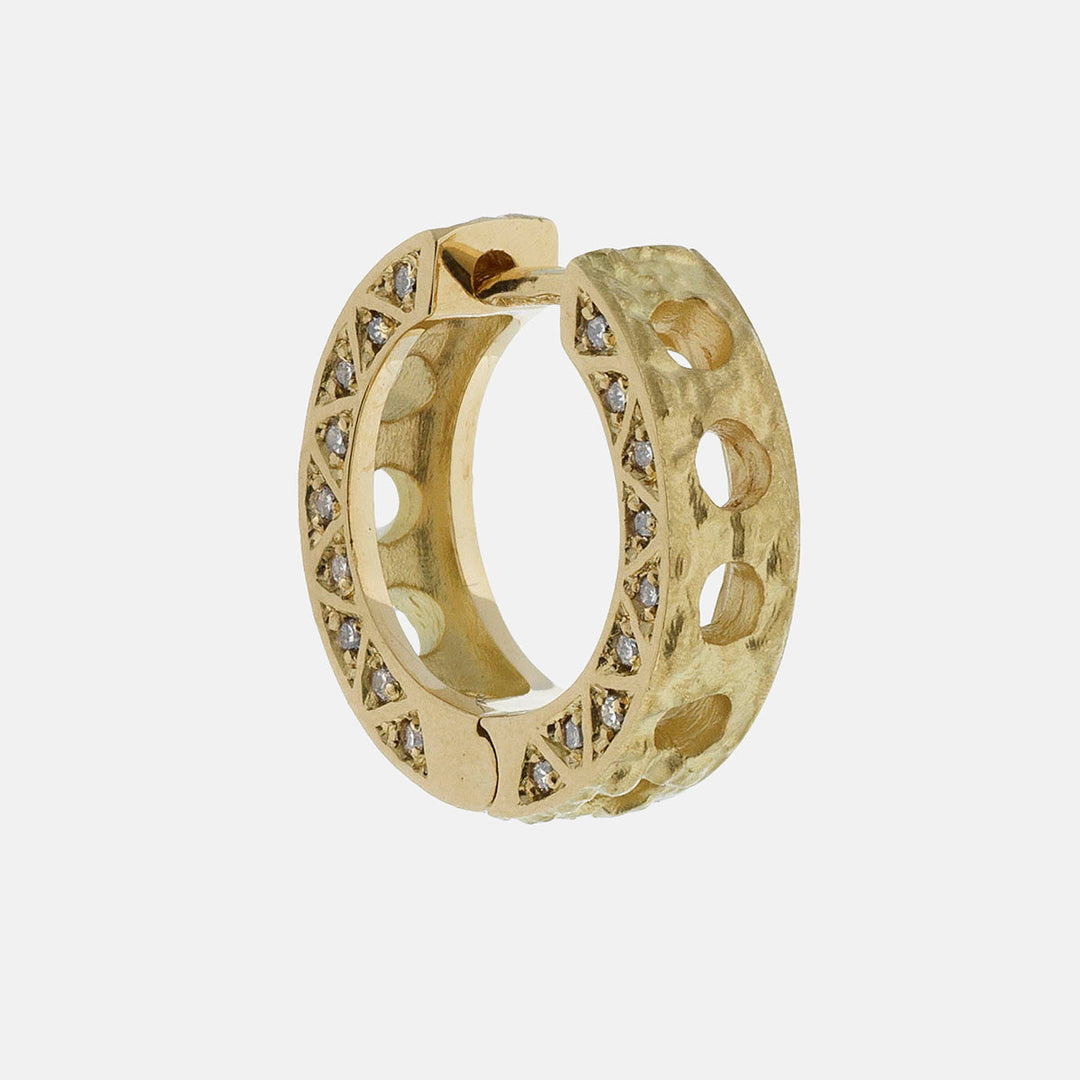 Gold MANAWA Loop Pave Earring by MARCO DAL MASO MEN featuring a sleek, circular design with sparkling pavé accents.