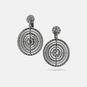 Amaia Twilight Earrings in polished 18k black gold with pavé white diamonds