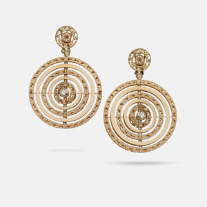 Amaia Twilight Earrings in polished 18k yellow gold with pavé white diamonds