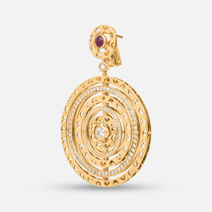 Close-up of Amaia Twilight Earrings showing pavé-set gemstones and polished finish.