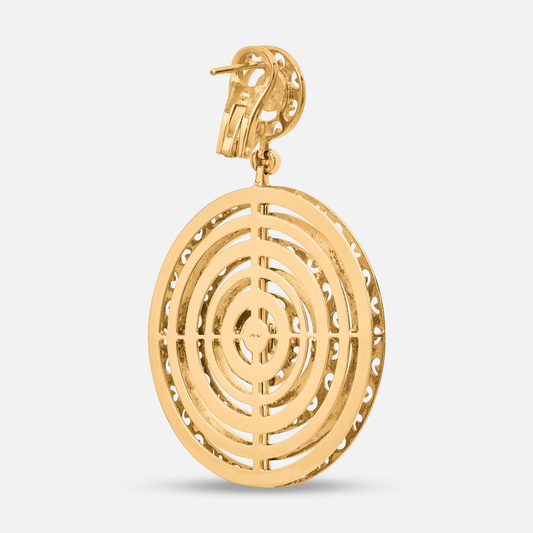 Detail of 18k yellow gold Amaia Twilight Earrings capturing gemstone contrast and craftsmanship.