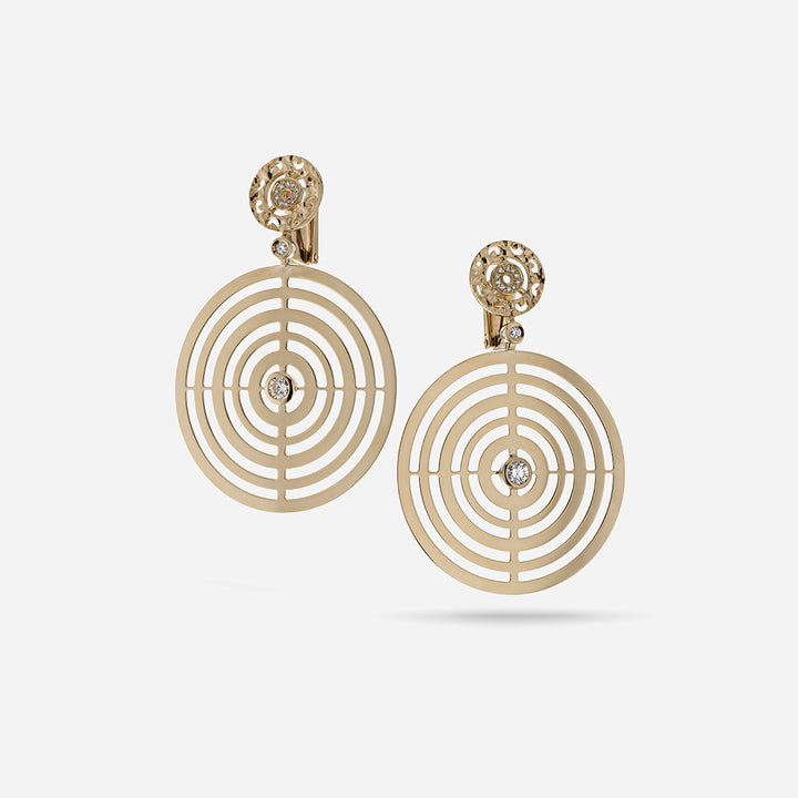 Amaia Centric Twilight Earrings in 18k yellow gold with pavé white diamonds.
