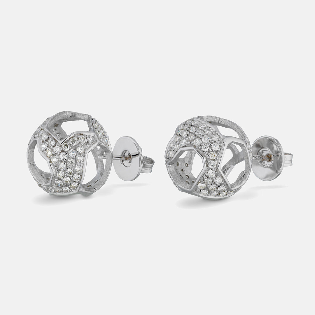 Explosion Of Joy Grand Stud Earrings White Diamonds 18Kt White Gold-Standard View