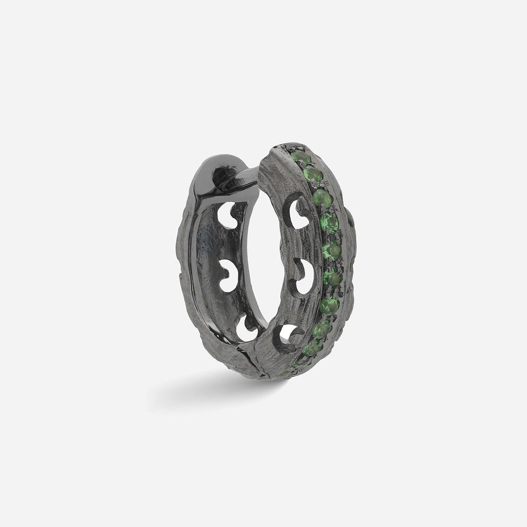 Marco Dal Maso Men Warrior carved hoop earrings, silver-tone metal with intricate carved design, for stylish men's jewelry.