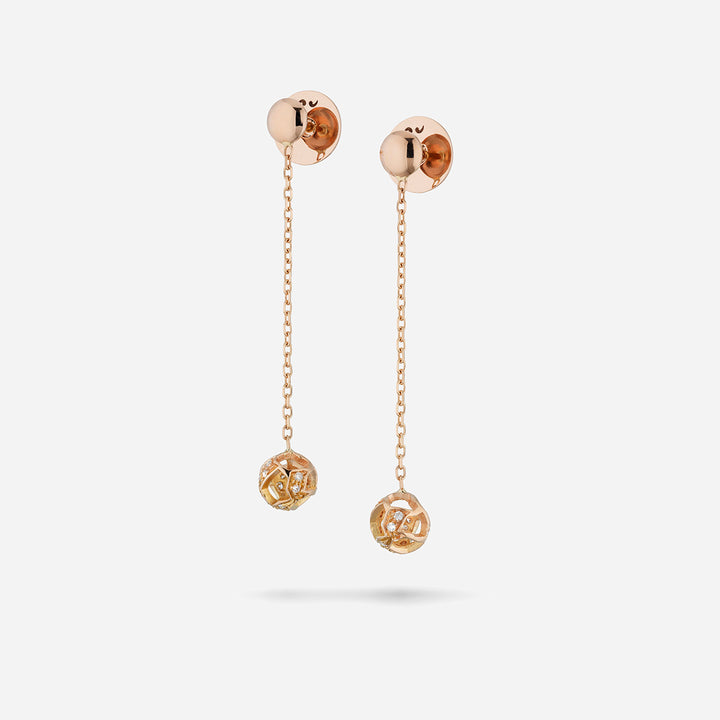 Explosion Of Joy Hanging Petite Earrings White Diamonds Rose Gold-Standard View