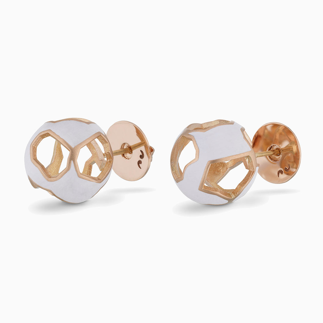 Explosion Of Joy Grand Studs Earrings Rose Enamel Rose Gold-Standard View