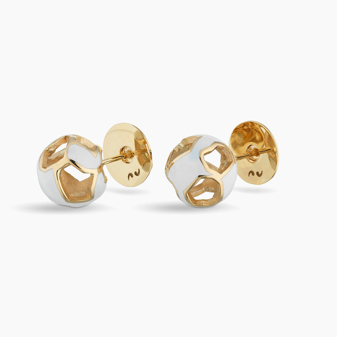 Explosion Of Joy Studs Earrings Ivory Enamel Yellow Gold-Standard View