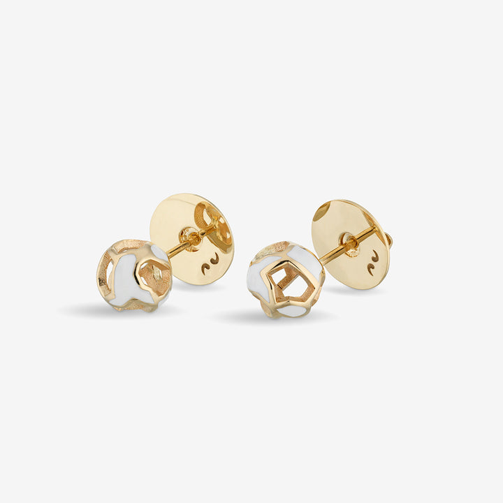 Explosion Of Joy Petite Studs Earrings Ivory Enamel Yellow Gold-Standard View