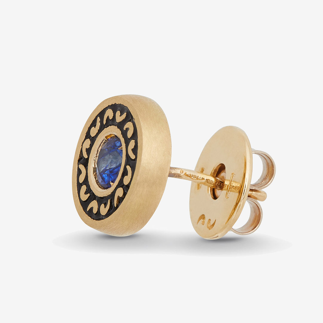 Icon Blue Sapphire Stud Mono Earring-Straight View