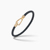 LASH Braided Bracelet, Yellow Gold Vermeil, Black Leather-Standard View