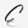 LASH braided Cuff, Oxidized Silver, Black Leather-Standard View