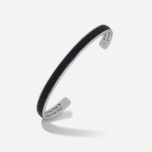 LASH braided Cuff, Polished Silver, Black Leather-Standard View