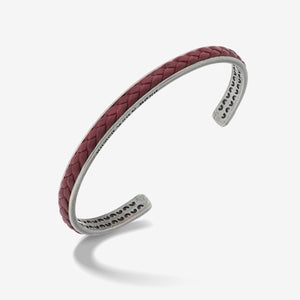 LASH braided Cuff, Oxidized Silver, Red Leather-Standard View