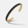 LASH Wide braided Cuff, Yellow Gold Vermeil, Black Leather-Standard View