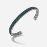 LASH Wide braided Cuff, Silver, Green Leather-Standard View