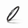 LASH Cylinder Gemstone Clasp Bracelet, Oxidized Silver, Black Diamonds, Black Leather-Standard View