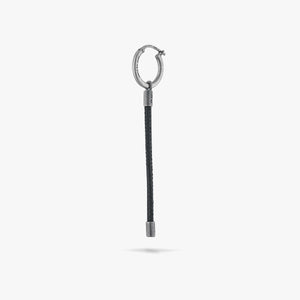 LASH Long Drop Earring, Black Leather-Standard View