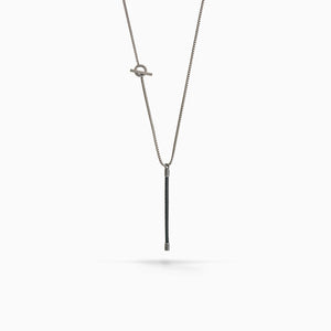 LASH Long Drop Necklace, Black Leather-Standard View