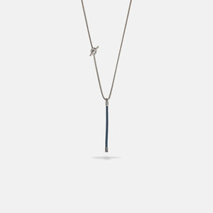 LASH Long Drop Necklace, Blue Leather-Standard View