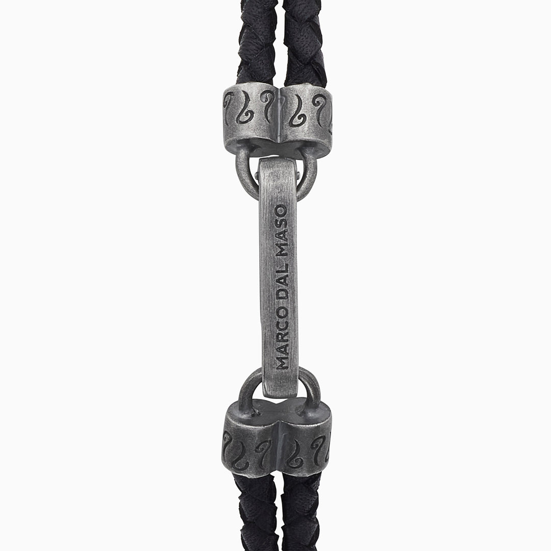 LASH Bold Marine Knot Bracelet, Black Leather-Straight View