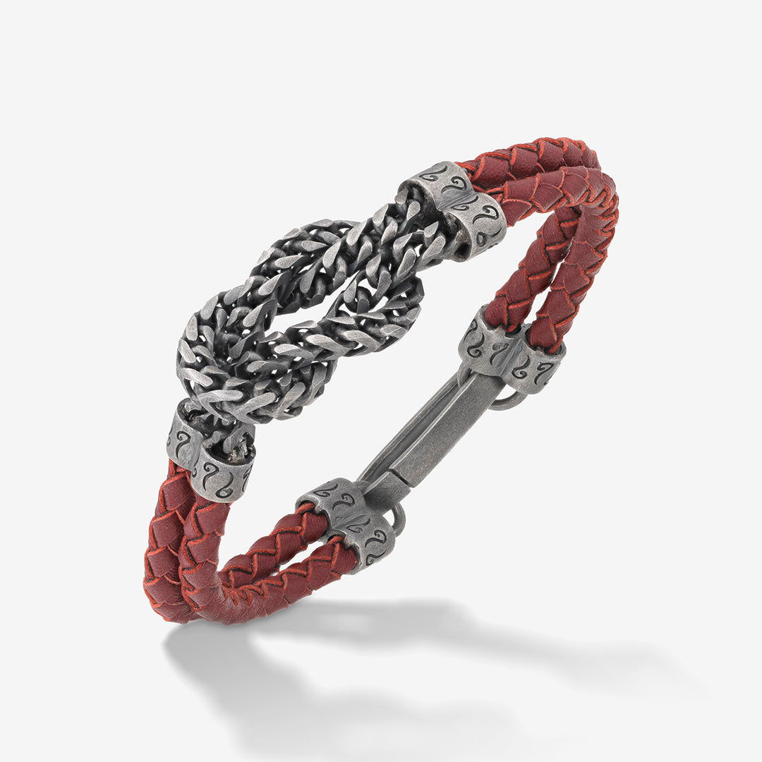 LASH Bold Marine Knot Bracelet, Red Leather-Standard View