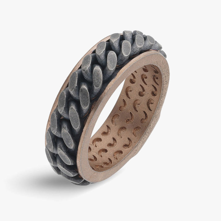 LASH Chain Ring, Rose Gold Vermeil, Oxidized Silver-Standard View