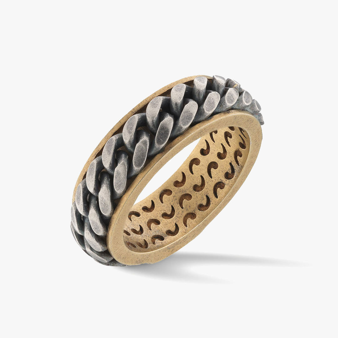 LASH Chain Ring, Yellow Gold Vermeil, Oxidized Silver-Standard View