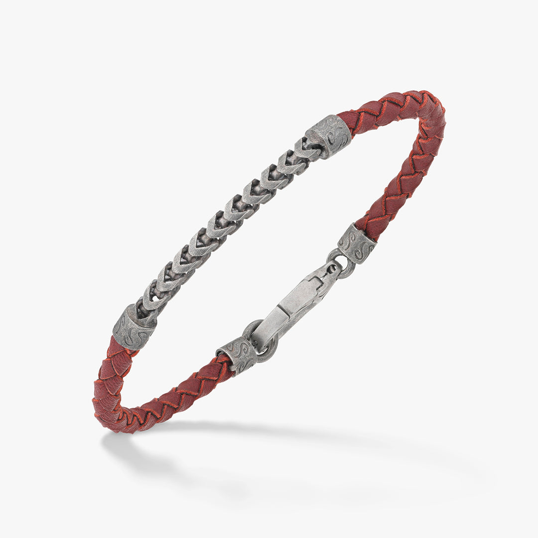 LASH Chain ID Bracelet, Red Leather-Standard View