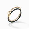 LASH Box Chain & Smooth Leather Bracelet, Yellow Gold Vermeil, Black Leather-Standard View