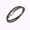 Lash Double Wrap braided Bracelet, Oxidized Silver, Brown Leather-Standard View