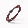 Lash Double Wrap braided Bracelet, Oxidized Silver, Red Leather-Standard View