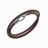 LASH Double Wrap Bracelet, Oxidized Silver, Brown Leather-Standard View