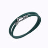 LASH Double Wrap Bracelet, Oxidized Silver, Green Leather-Standard View