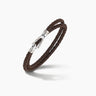 Lash Double Wrap braided Bracelet, Polished Silver, Brown Leather-Standard View