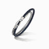 LASH Box Chain & Braided Leather Bracelet, Polished Silver, Blue Leather-Standard View