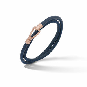 LASH Double Wrap Bracelet, Rose Gold Vermeil, Blue Leather-Standard View