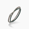 LASH Box Chain & Braided Leather Bracelet, Oxidized Silver, Green Leather-Standard View