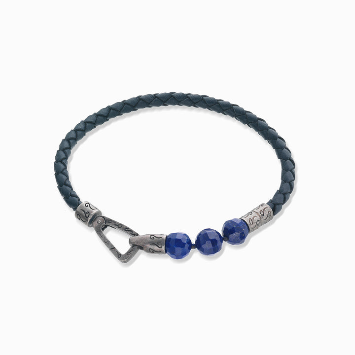 LASH 8 mm Beaded Bracelet, Lapis Lazuli, Blue Leather-Standard View1