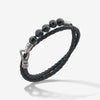 LASH 8 mm Beaded Double Bracelet, Onyx, Black Leather-Standard View