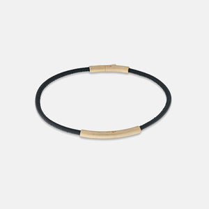 LASH Classy Bracelet, Yellow Gold Vermeil, Black Leather-Standard View