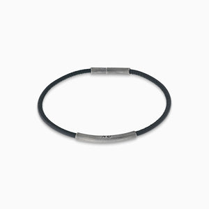 LASH Classy Bracelet, Silver, Black Leather-Standard View