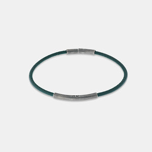 LASH Classy Bracelet, Silver, Green Leather-Standard View
