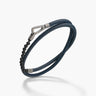LASH 4 mm Beaded Double Bracelet, Onyx, Blue Leather-Standard View