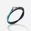 LASH 4 mm Beaded Double Bracelet, Turquoise, Blue Leather-Standard View