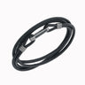 LASH Multi Row Gemstone Bracelet, Black Diamonds, Black Leather-Standard View