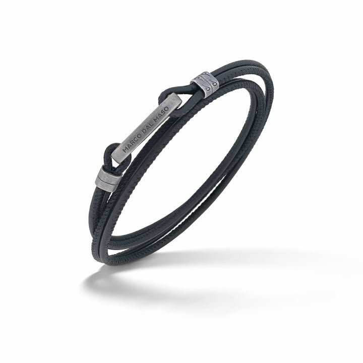 LASH Multi Row Bracelet, Black Leather-Standard View