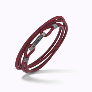 LASH Multi Row Gemstone Bracelet, Black Diamonds, Red Leather-Standard View