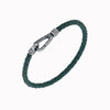 LASH Braided Bracelet, Silver, Green Leather-Standard View